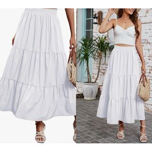 Arolina White Maxi Skirt, A-silhouette, Size S